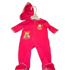 Babys First Christmas Red Footed Sleep & Play Set With Hat - Little Me